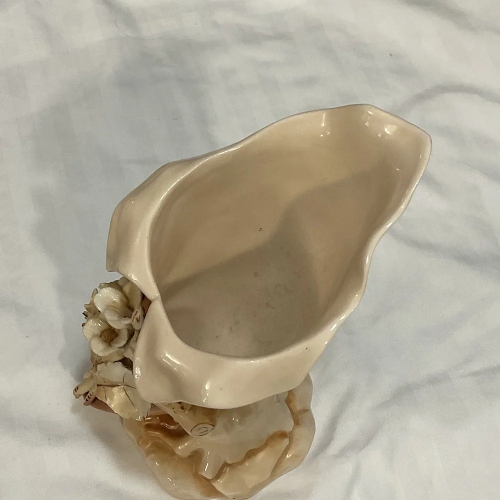 Elegant Cream Ceramic Vase with Floral Design